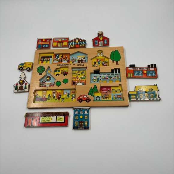 Vtg Fisher-Price Simplex Community 502 Pick-up & Peek Wood Puzzle Holland - Picture 2 of 11
